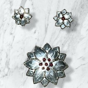 Vintage Floral Brooch & Matching Earrings Set